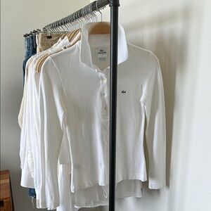 Lacoste White Long Sleeve Polo Shirt